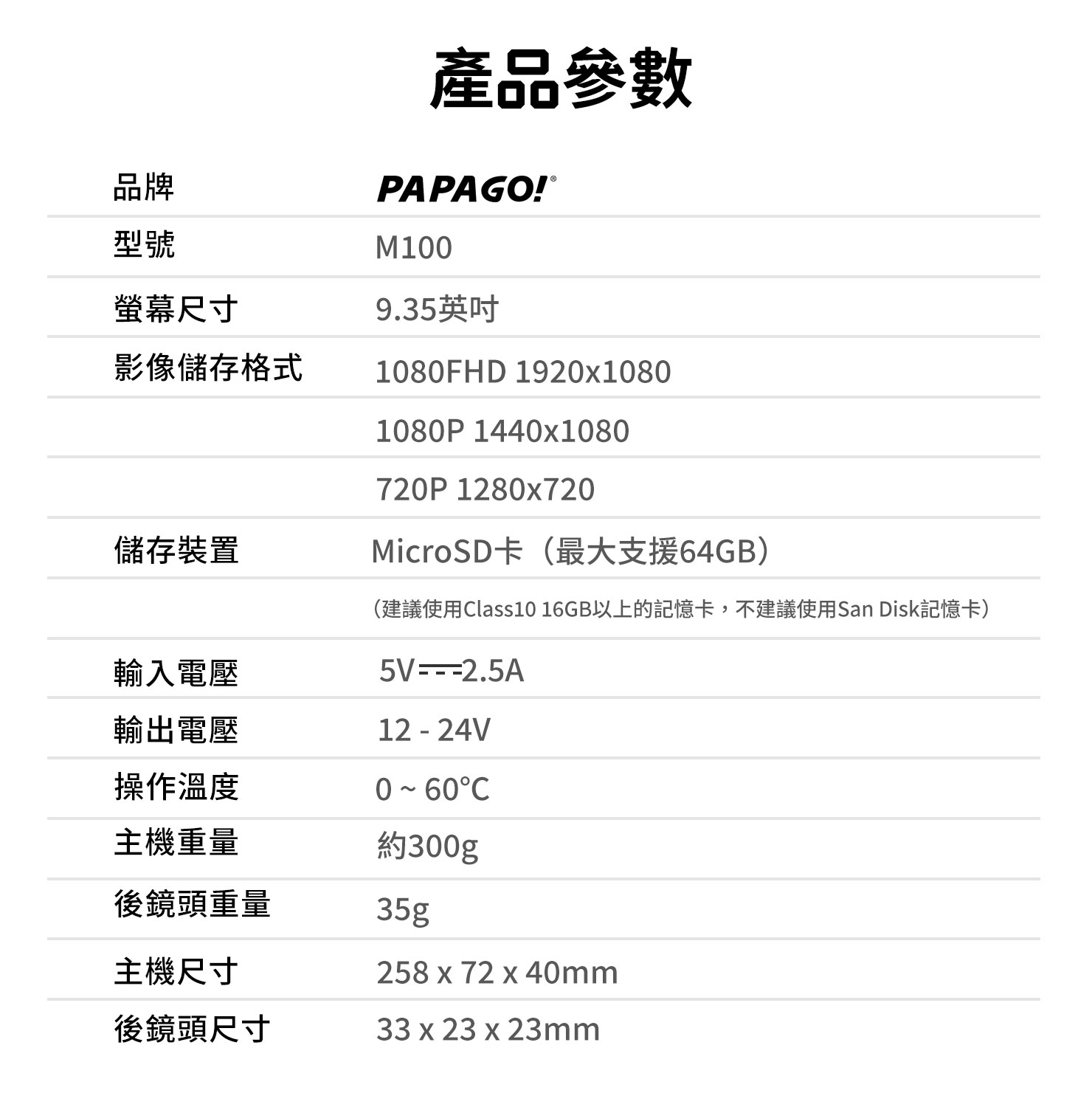 PAPAGO! M100 行車紀錄器 產品介紹11